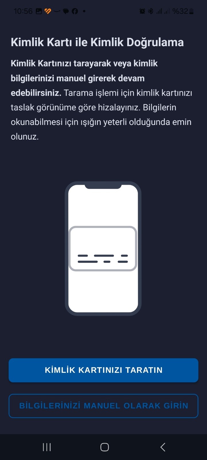 Kimlik kartının taranması