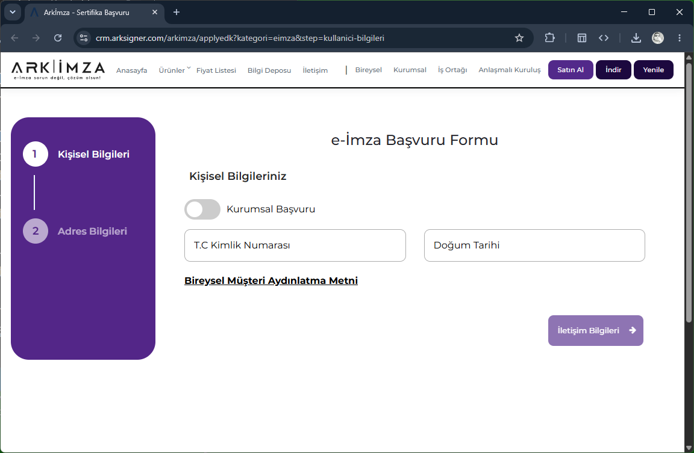 e-İmza Başvuru Formu