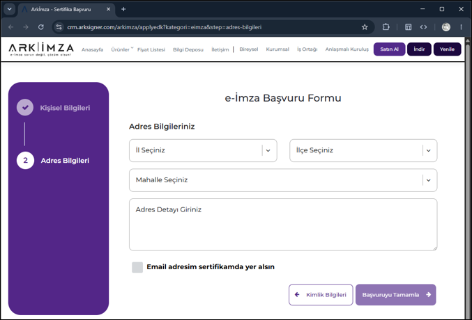 Adres bilgileri